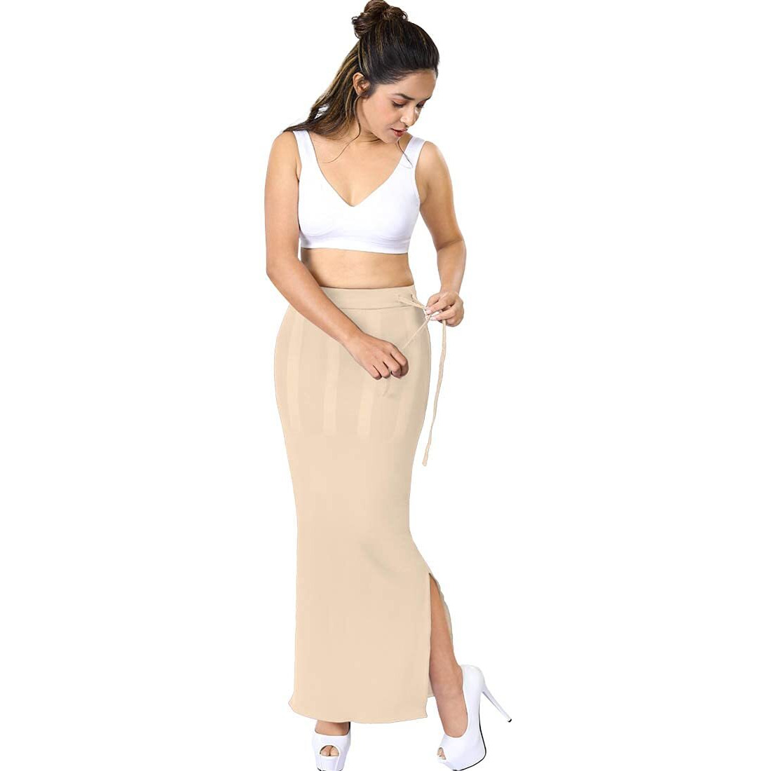 dermawear Women Blended Fabric Saree Shapewear Petticoat (Skin 5XL)