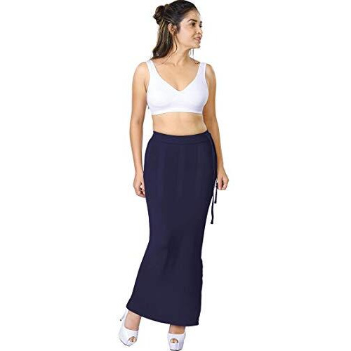 dermawear Women Blended Fabric Saree Shapewear Petticoat (Navy Blue Medium)