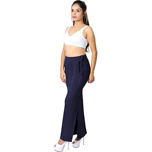 dermawear Women Blended Fabric Saree Shapewear Petticoat (Navy Blue Medium)
