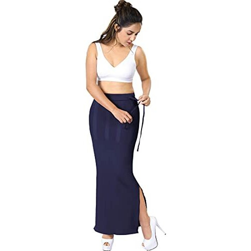 dermawear Women Blended Fabric Saree Shapewear Petticoat (Navy Blue Medium)