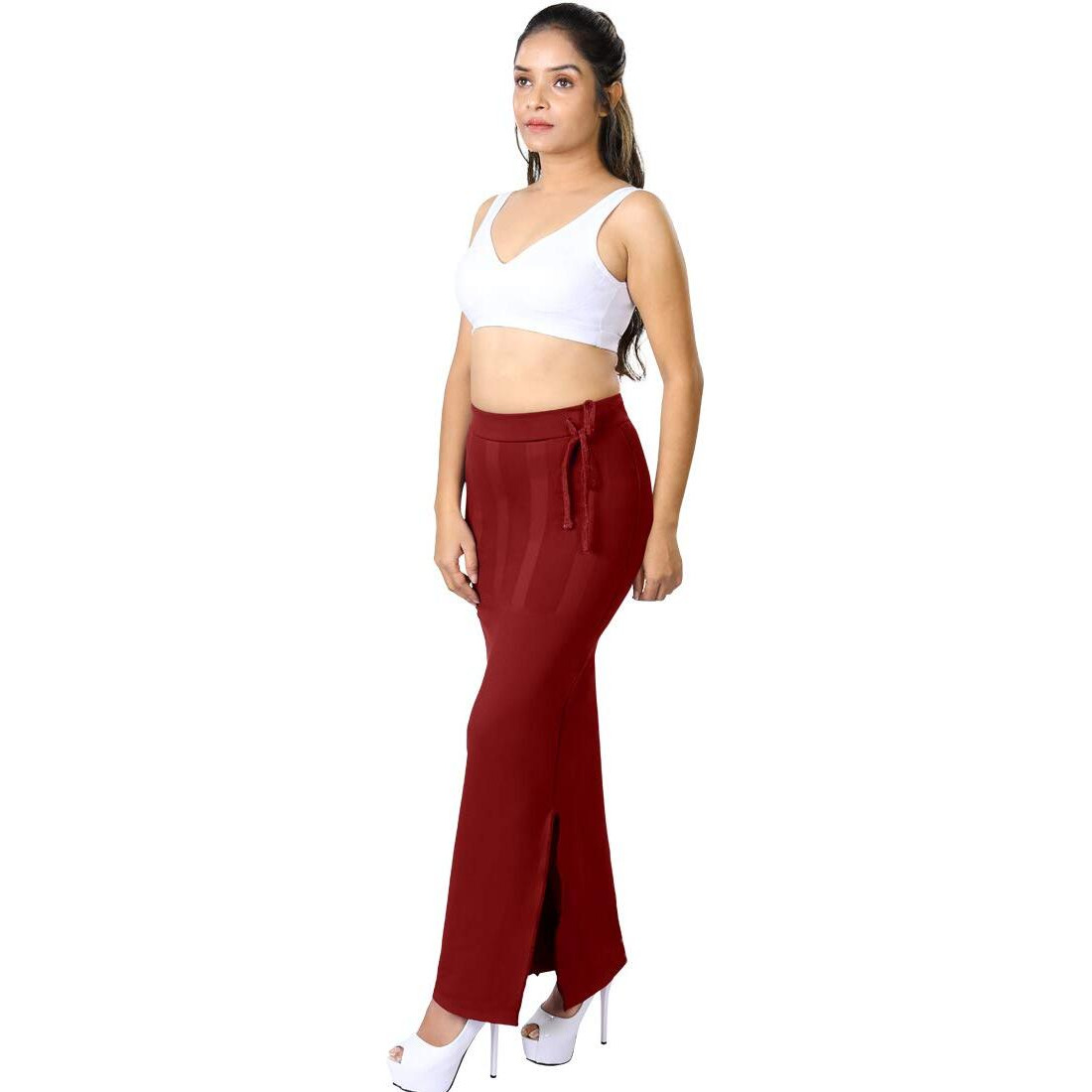 dermawear Women Blended Fabric Saree Shapewear Petticoat (Maroon 5XL)