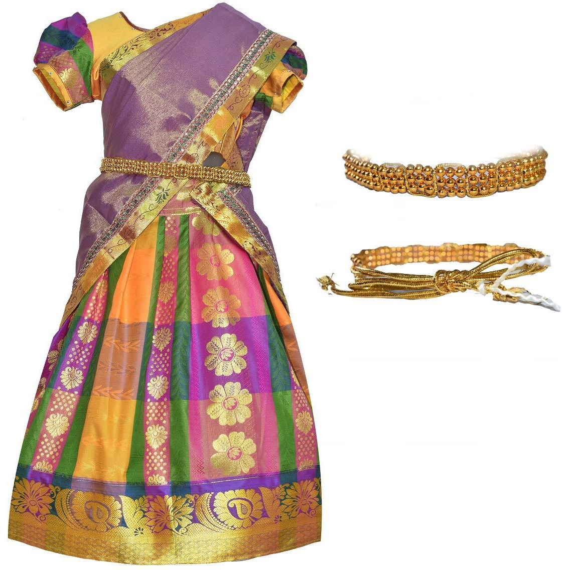 AMIRTHA FASHION Girls Traditional Rudhura Half Sarees (6-7 Years_AMFRHSG5_28)