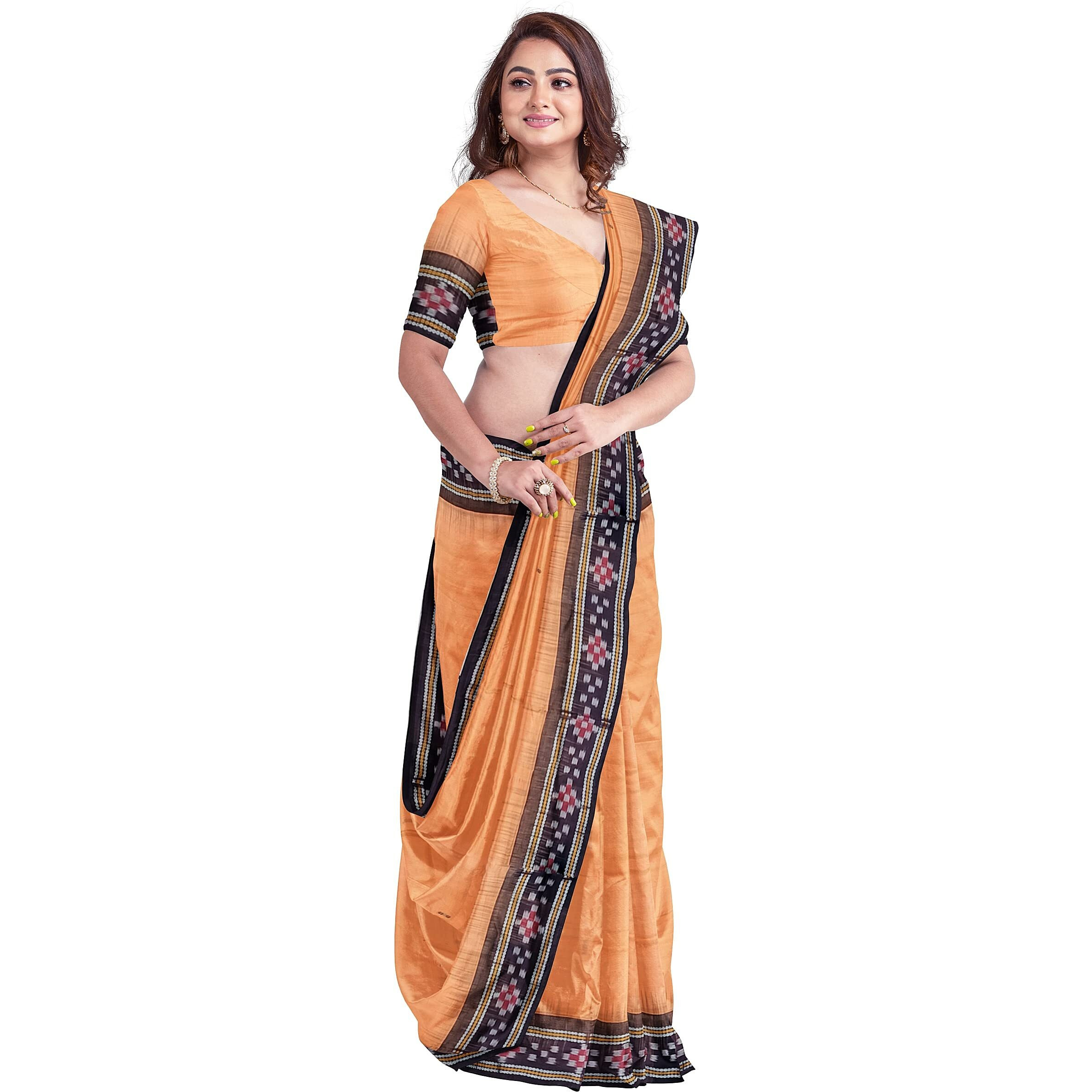 BHS Womens Sambalpuri Cotton Saree Without Blouse Piece (Nuapatanapata_Multicolour)