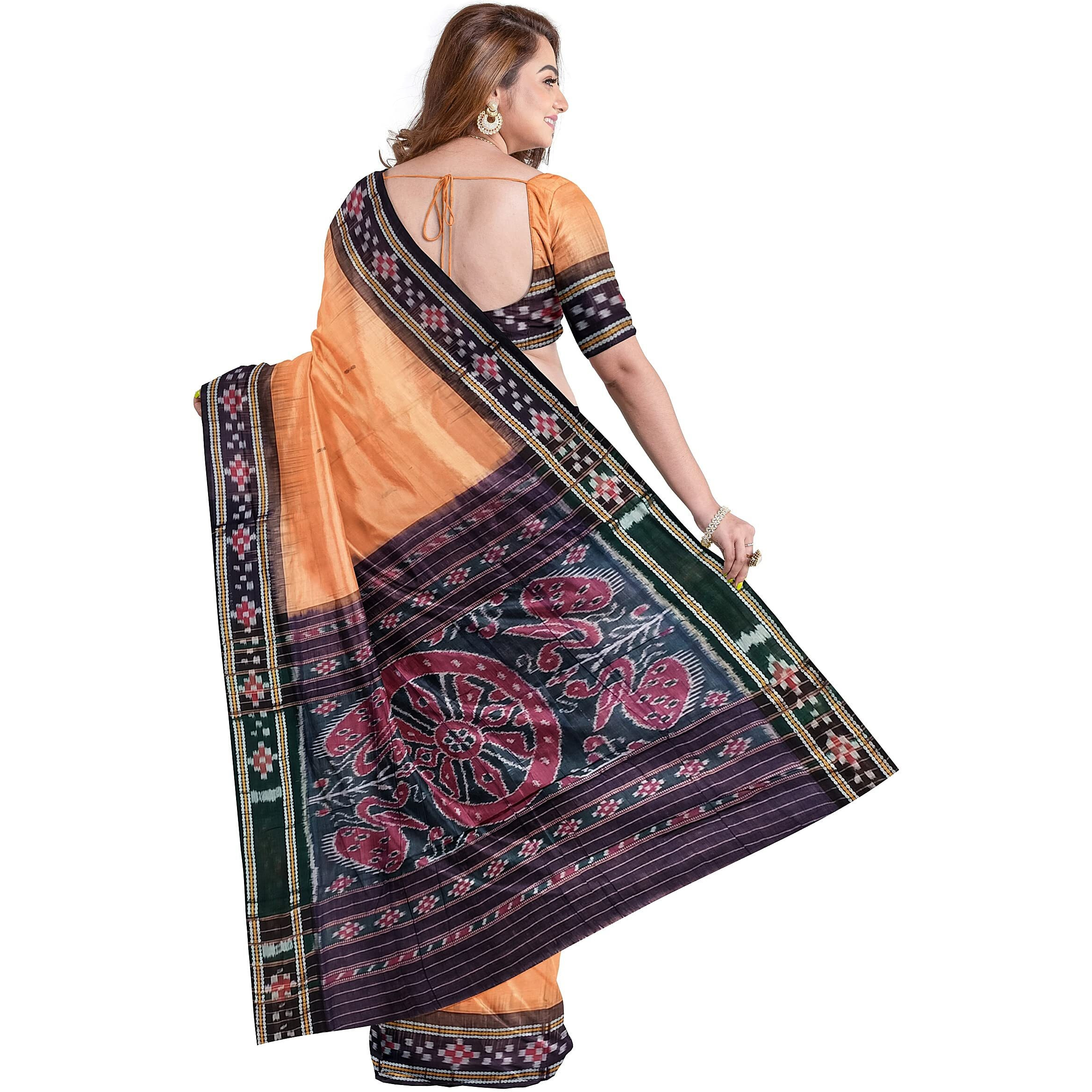 BHS Womens Sambalpuri Cotton Saree Without Blouse Piece (Nuapatanapata_Multicolour)