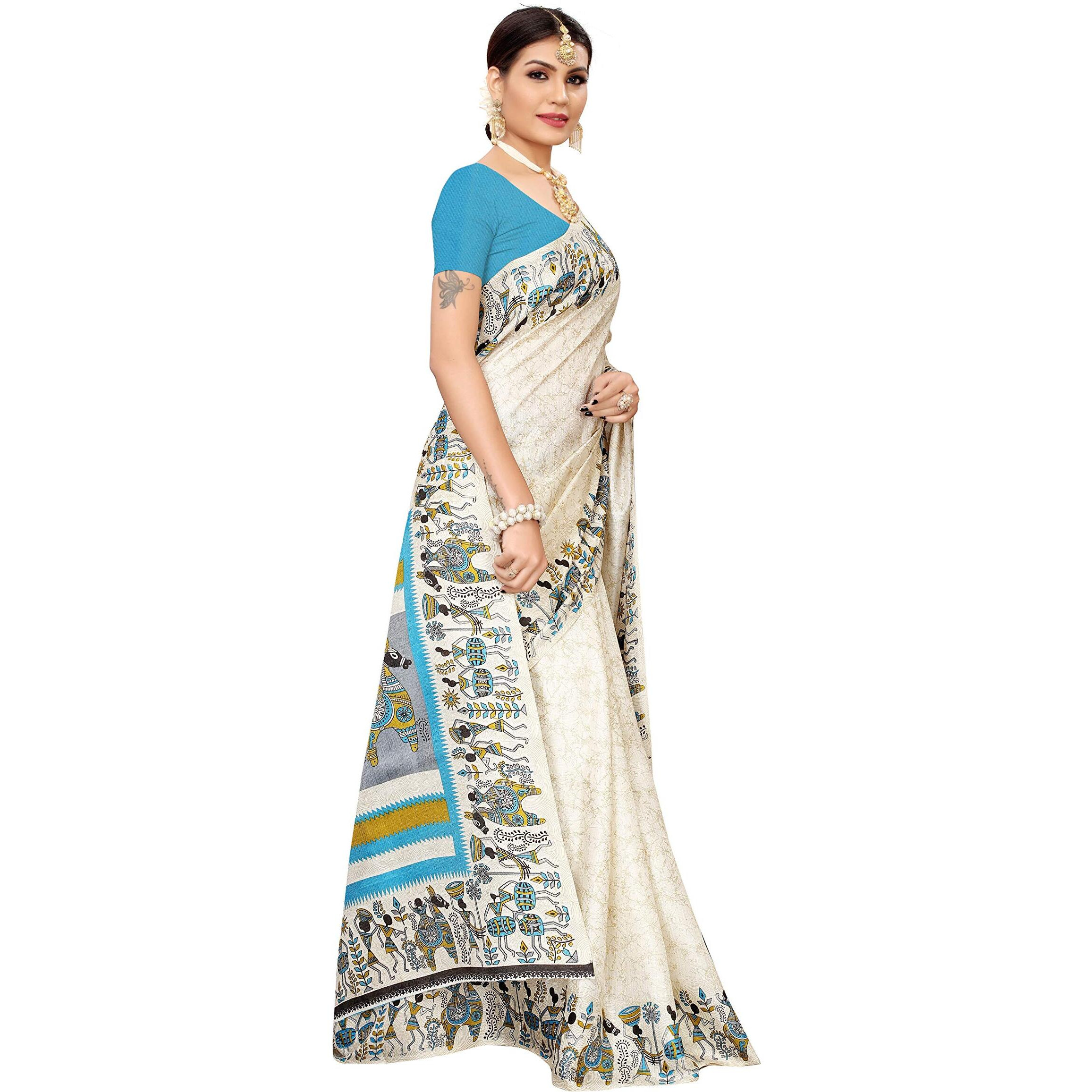 Yashika Women khadi saree SDPL-VIVO SKY BLUE