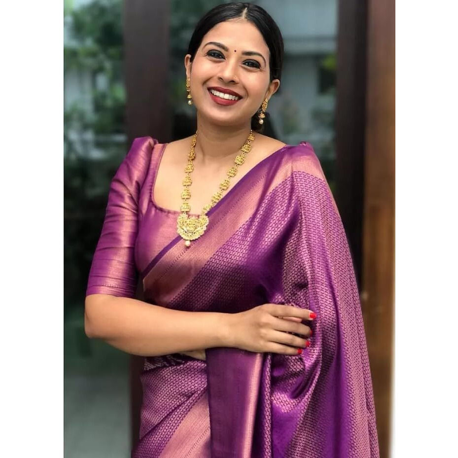 C J Enterprise Womens Banarasi Saree Pure Kanjivaram Silk Saree Soft Design Wear Pattu Sarees Party Latest Cotton With Blouse Piece Kanchipuram for Wedding sadi new Sari 2024 2023 (DevRatna Magenta)