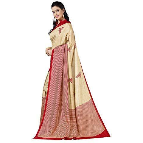 Vimla Womens Beige Malgudi Art Silk Uniform Saree with Blouse (5899)