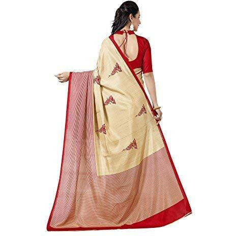 Vimla Womens Beige Malgudi Art Silk Uniform Saree with Blouse (5899)