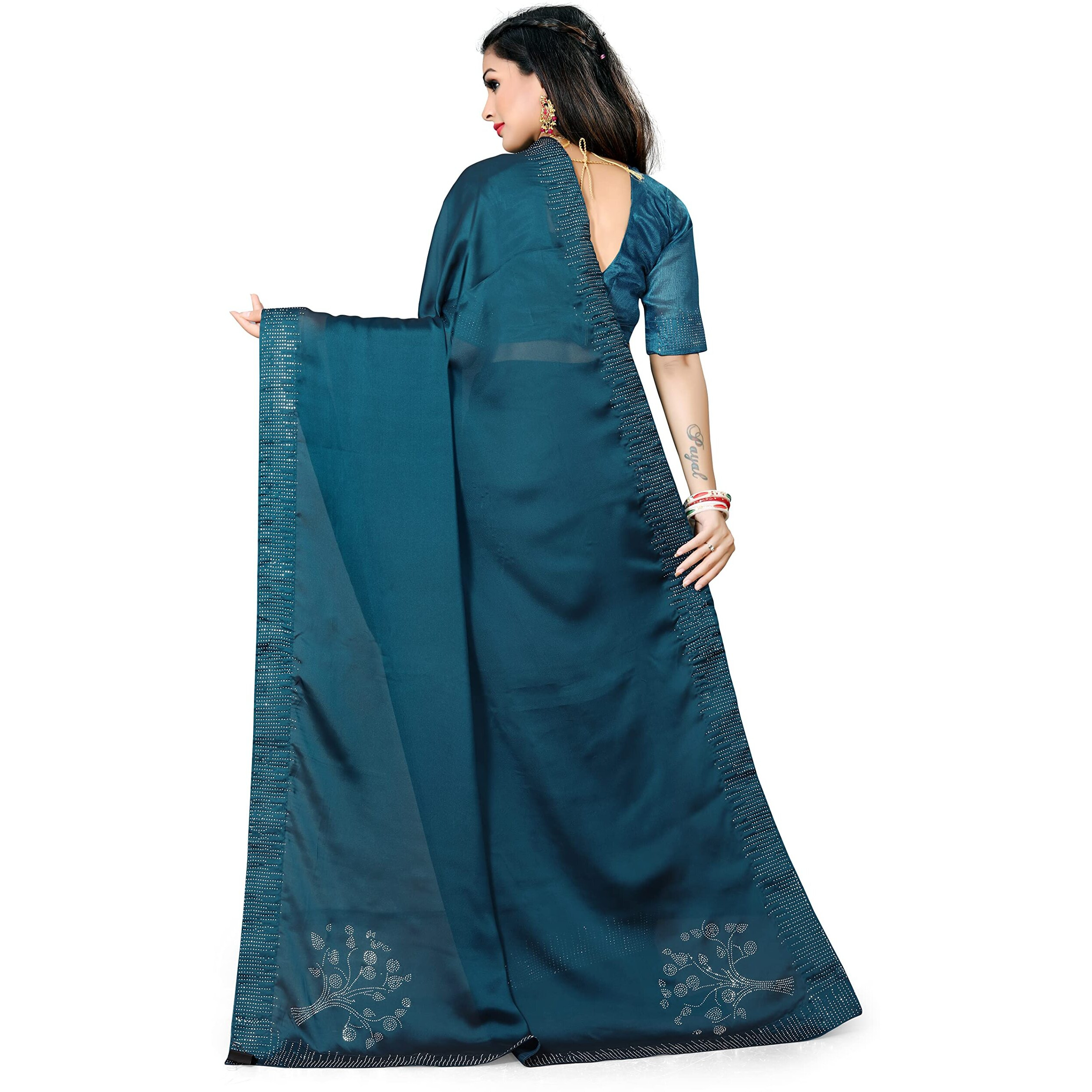 Dream Crushers Womens Woven Raw Silk Saree With Blouse Piece woven border With Bloues Pic