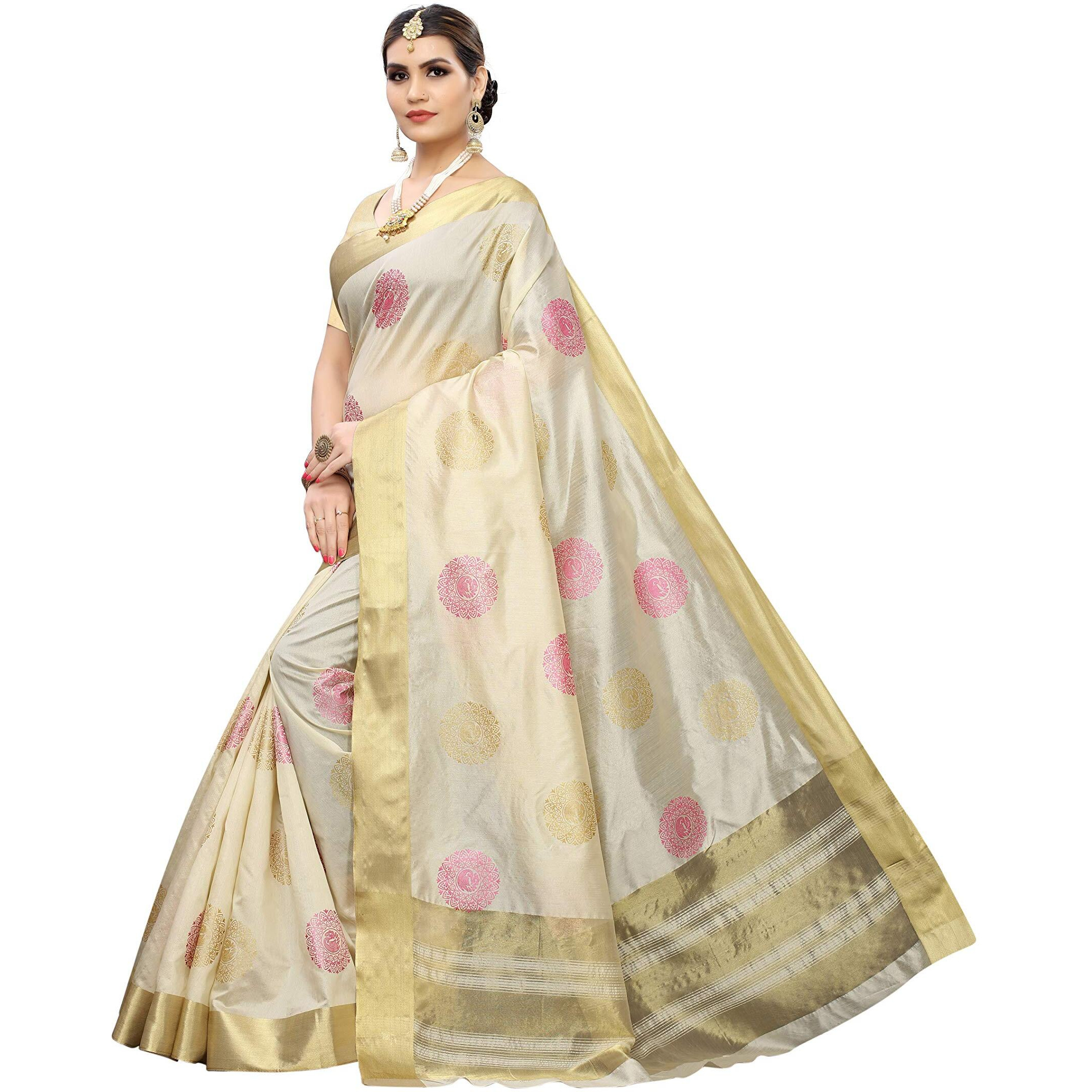 Yashika Womens Cotton Blend Printed Saree With Blouse Piece(SDPL-KERALA FLORAL)