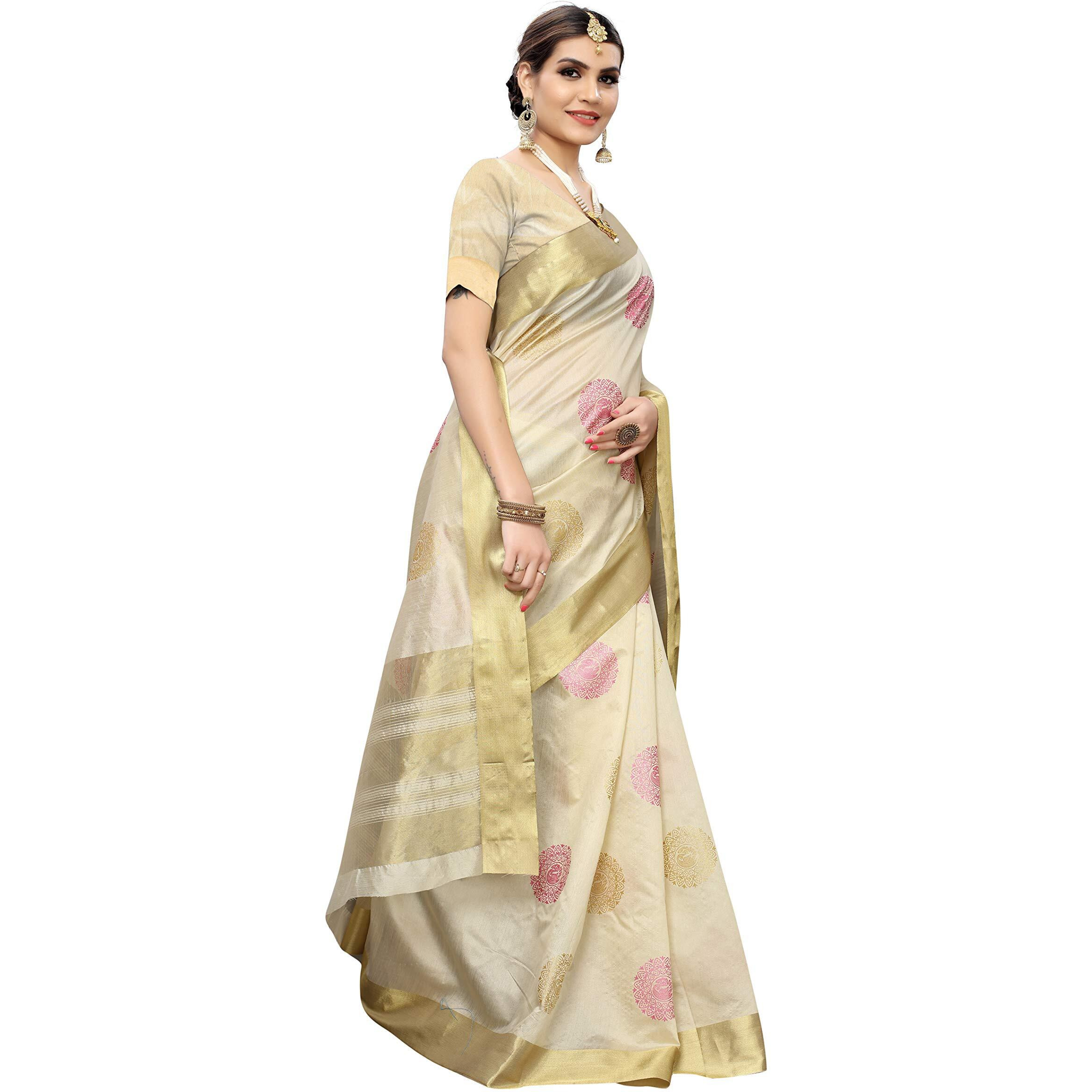 Yashika Womens Cotton Blend Printed Saree With Blouse Piece(SDPL-KERALA FLORAL)