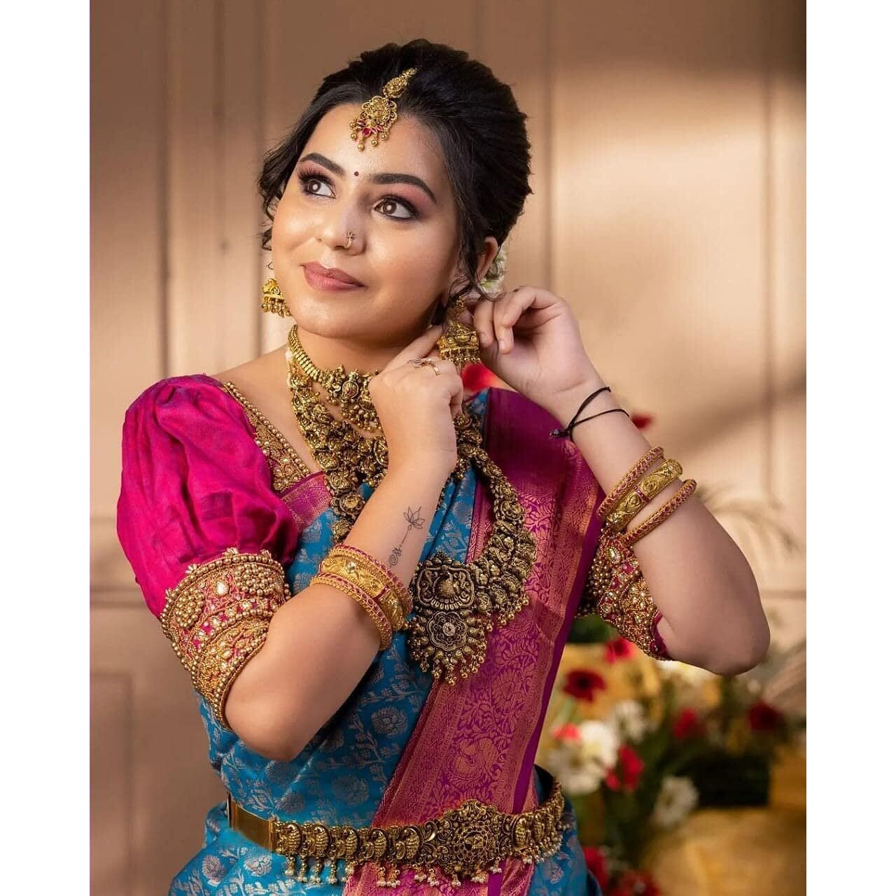 Sidhidata Womens Kanjivaram Banarasi Paithani Jacquard Silk Saree With Unstitched Blouse Piece (Sky Blue)