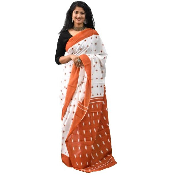 JALTHER Handicrafts Womens Ikat Hand Block Print Jaipuri Cotton Mulmul Saree with Blouse Piece - Maroon_230