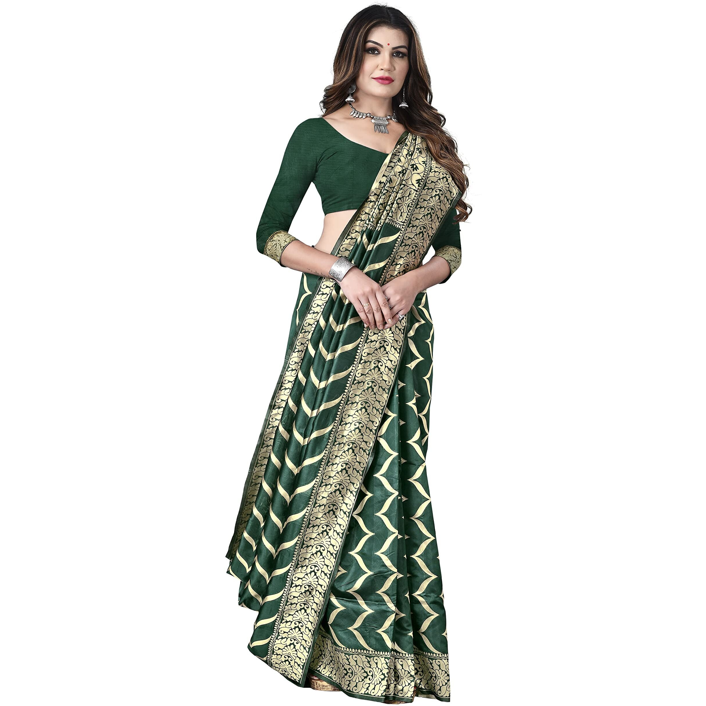 Sidhidata Womens Kanchipuram Silk Saree With Unstitched Blouse Piece (Eagle Bottle Green_Z Bottle Green)