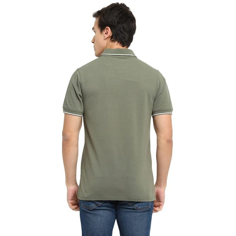AMERICAN CREW Polo Collar T-Shirt for Men with Pocket (AC392-XXL_Light Olive)