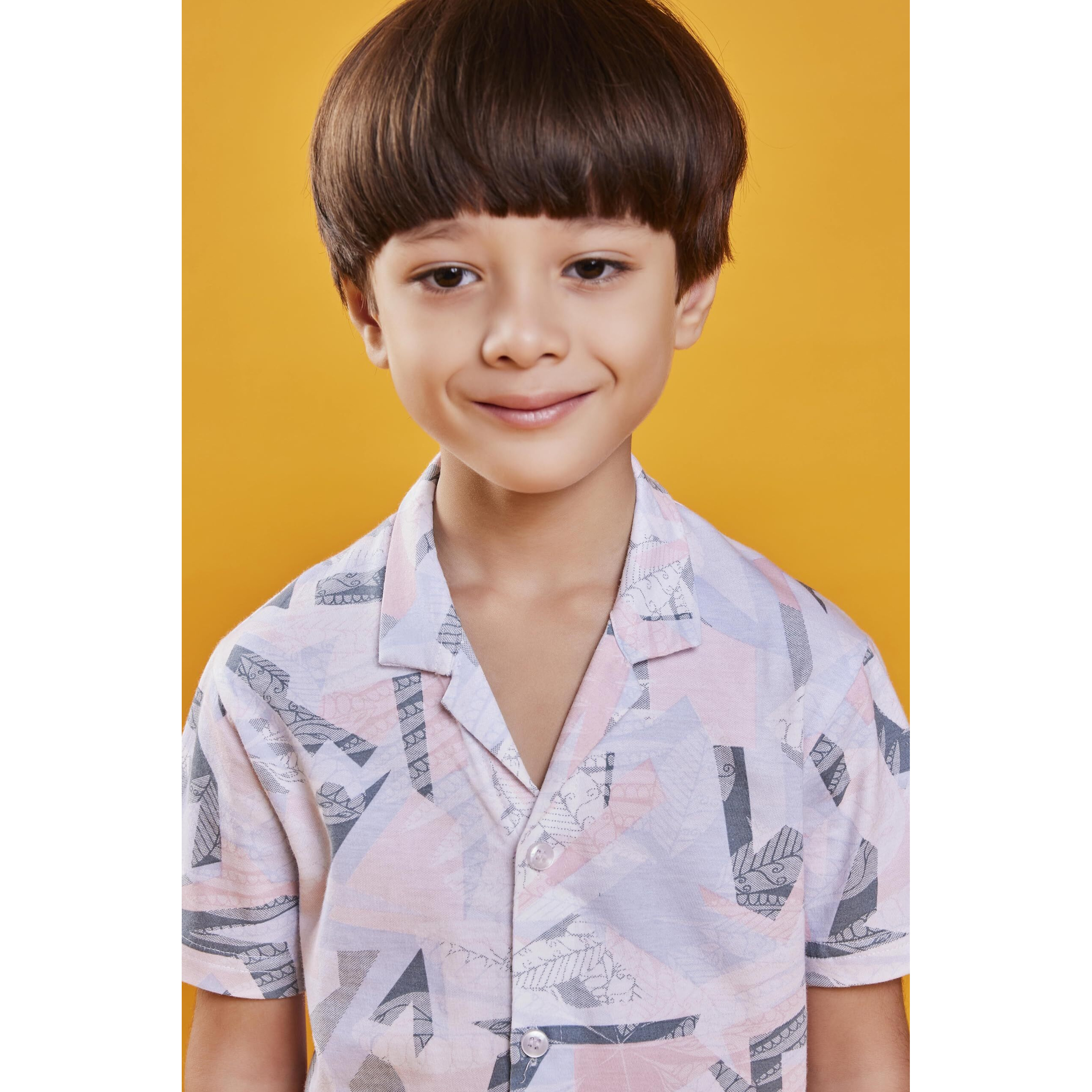 3BROS Unisex Pure Cotton Short Sleeve Kids Night Dress for Boys & Girls Nightwear/Sleepsuit/Sleepwear/Loungewear Night Suit for Boys and Girls Top and Pyjama Combo Set | White1| 3-4 Years