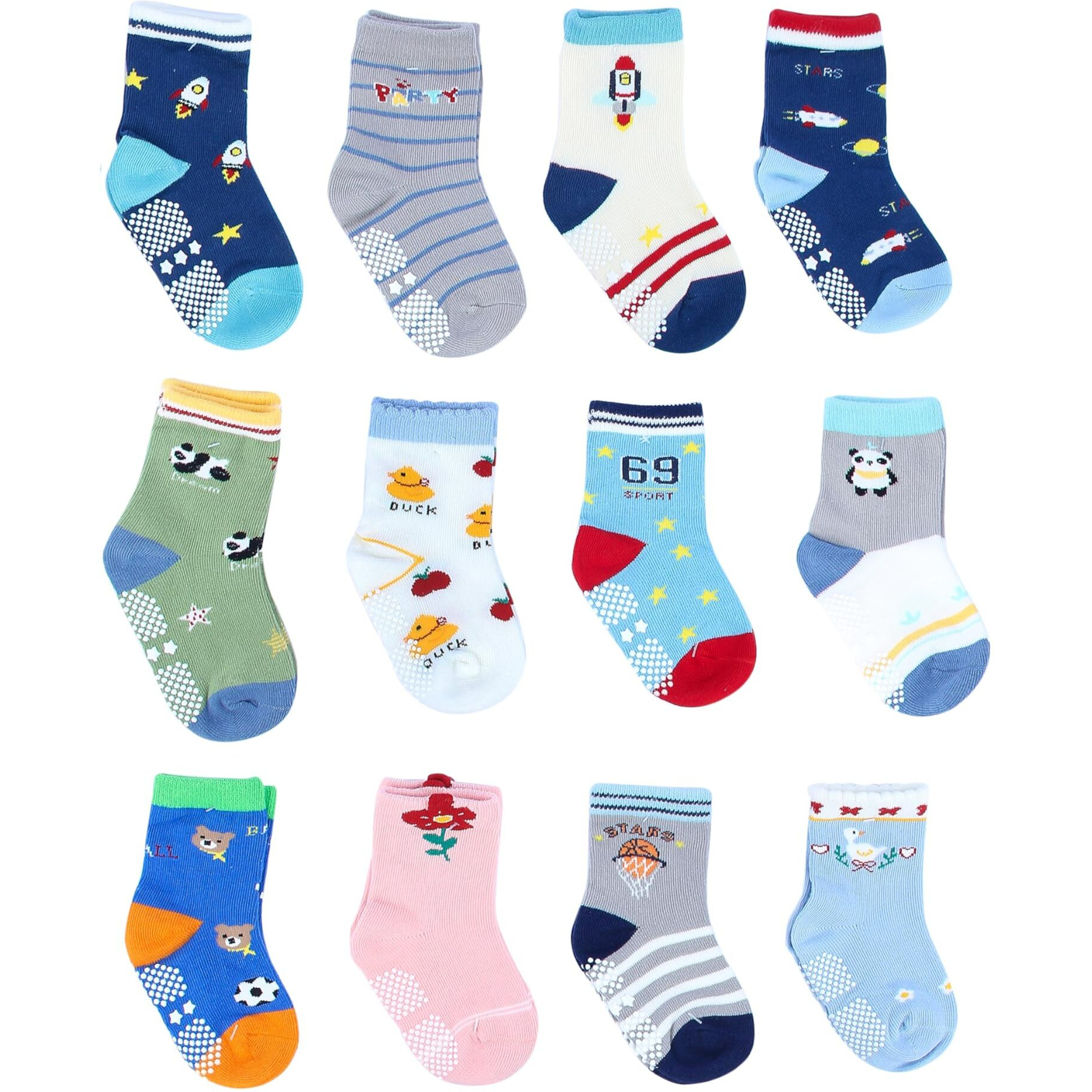 NEOBABY Anti Slip Grip Socks for Kids & Babies Boys & Girls (Assorted/Random Designs)