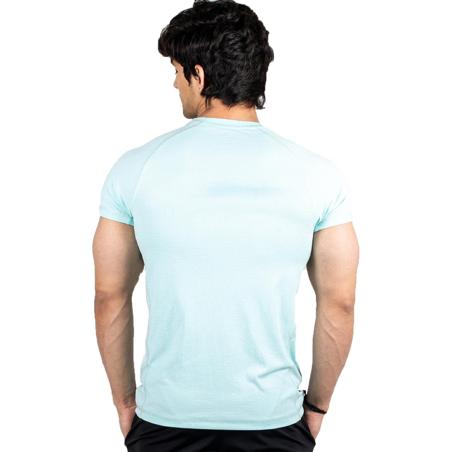 FUAARK Mens Round Neck Slim fit Gym & Active wear Sports T-Shirt for Workout & Casual Wear (Sky Blue XX-Large)