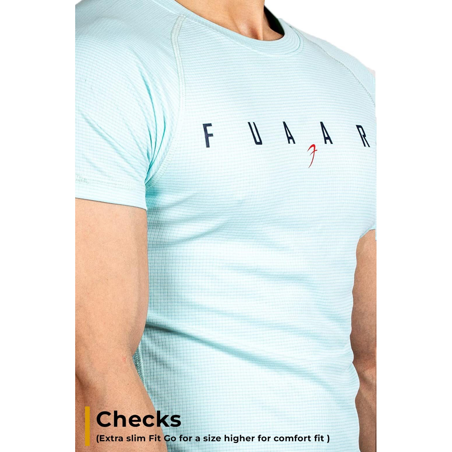 FUAARK Mens Round Neck Slim fit Gym & Active wear Sports T-Shirt for Workout & Casual Wear (Sky Blue XX-Large)