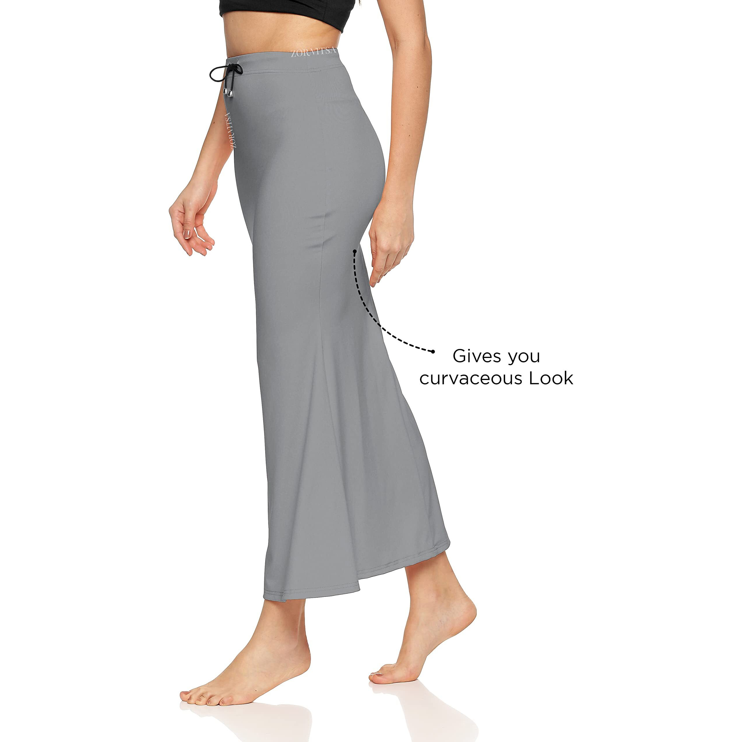 ZORNITSA Lycra Saree Shapewear Petticoat for Women Skirts for Women (Light Grey XL)