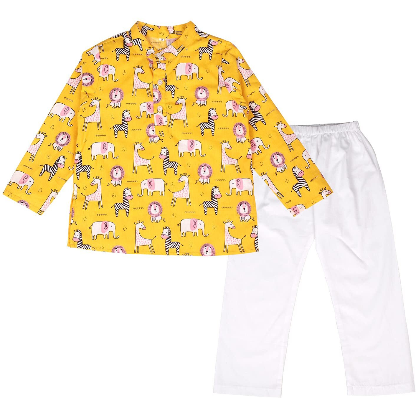 Bold N Elegant - Be Bold Inside & Elegant Outside Bold N Elegant Cotton Bandej Bandhani Little Krishna Kanha Ethnic Wear Kurta Pyjama Set For Infant Toddler Boys (6-12 Months Yellow-White)