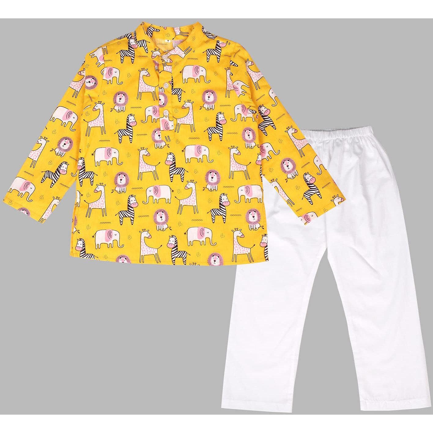 Bold N Elegant - Be Bold Inside & Elegant Outside Bold N Elegant Cotton Bandej Bandhani Little Krishna Kanha Ethnic Wear Kurta Pyjama Set For Infant Toddler Boys (6-12 Months Yellow-White)