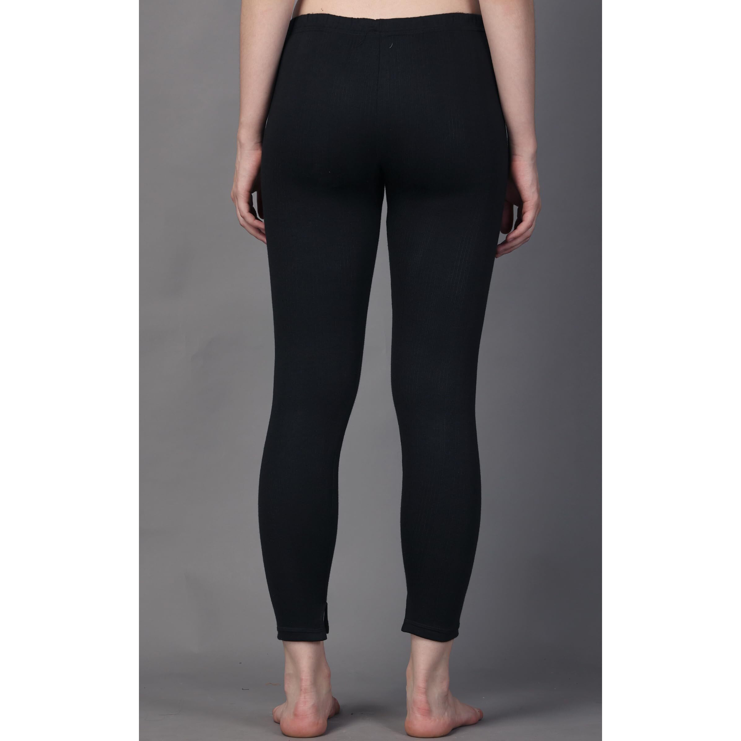 Wearslim Winter Thermal Bottom Underwear for Women Ultra Soft Winter Warmer Inner Wear Johns Pant Lower - Zed Black (Size - 4XL)