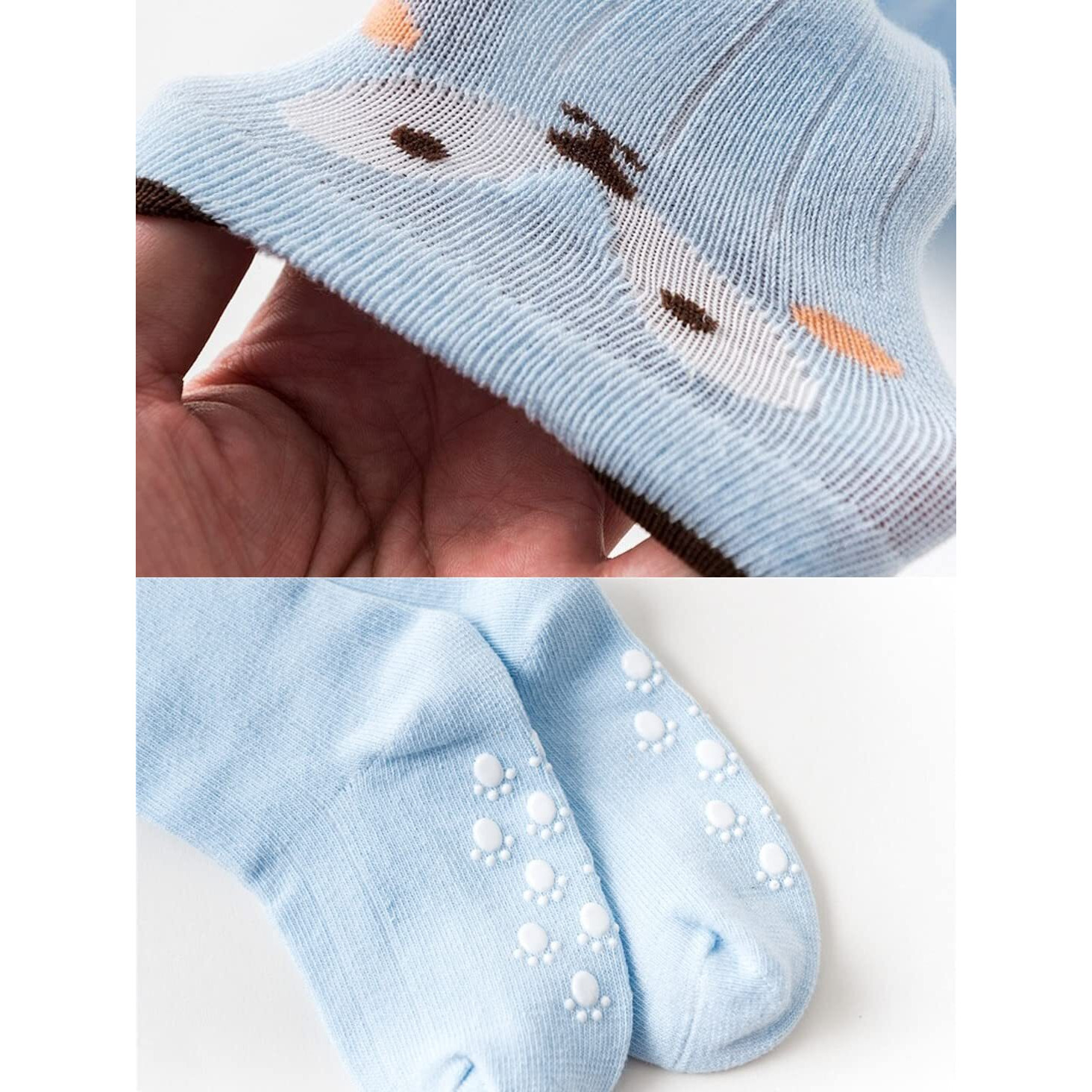 GUCHIGU Unisex Baby Knee High Socks Toddlers Breathable Cute Print Sock Anti-mosquito Long Knit 3 Pair Cotton Ankle Socks for Little Kids Boys Girls (Multicolor 6-24 Months Pack of 3)