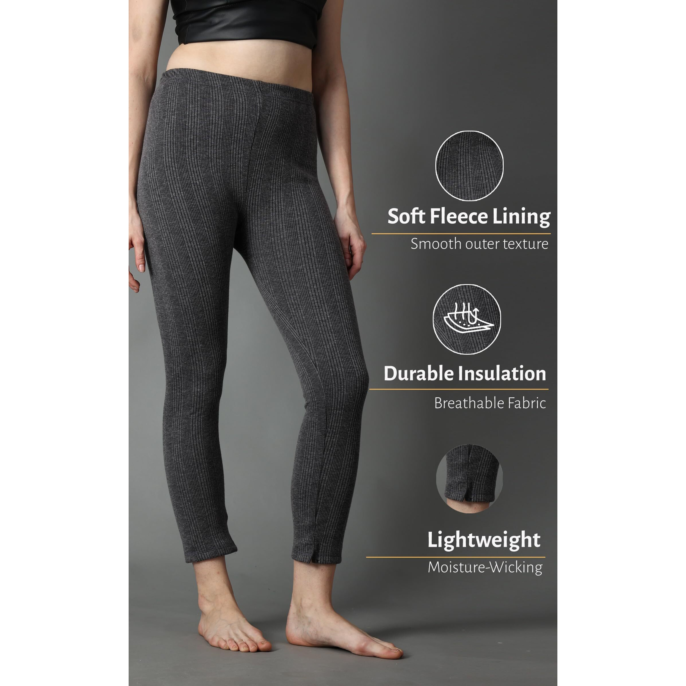 Wearslim Winter Thermal Bottom Underwear for Women | Ultra Soft Winter Warmer Inner Wear Johns Pant Lower Color - Black (Size - Medium)