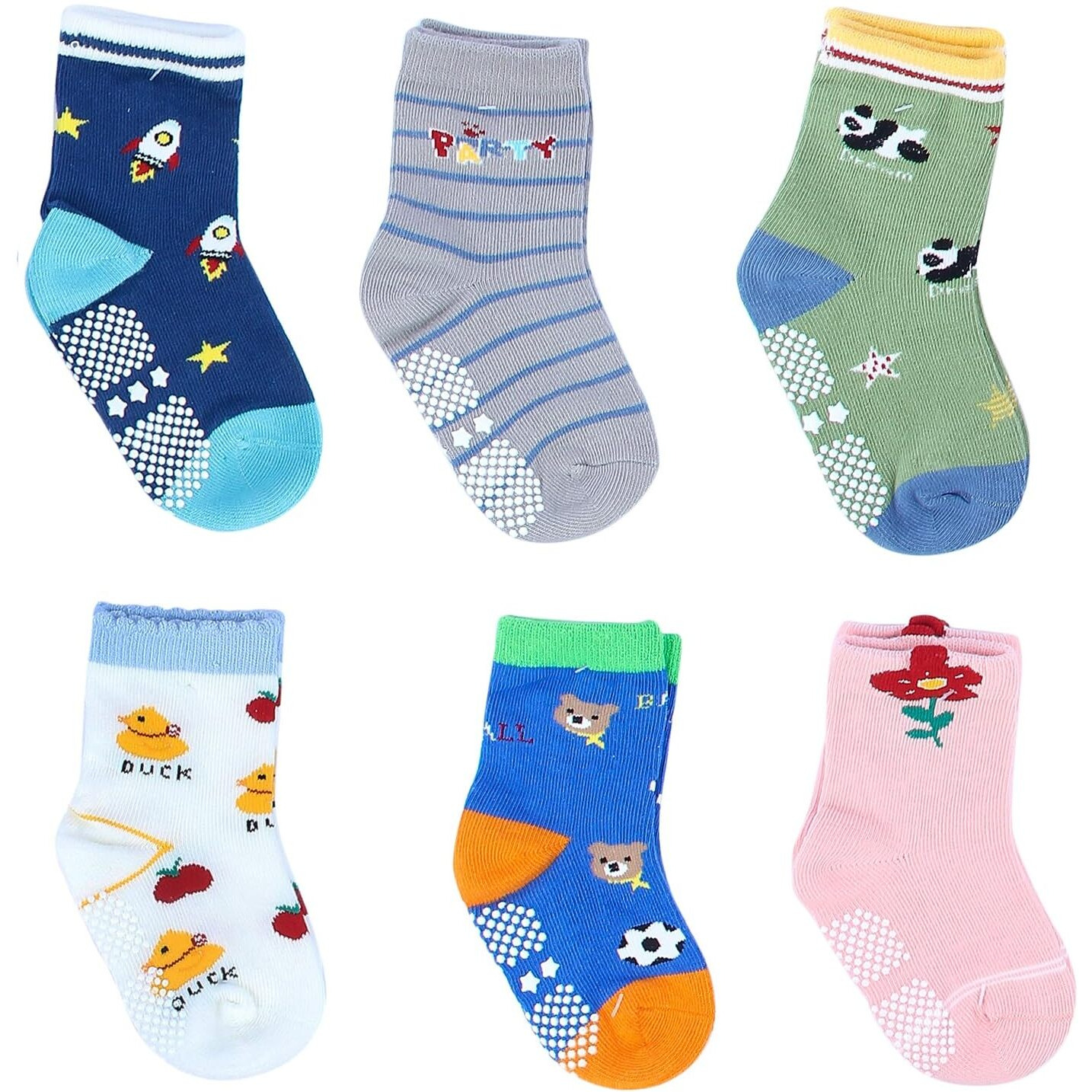 NEOBABY Cotton Anti Slip Grip Dotted Socks for Kids & Babies Boys & Girls ((Assorted/Random Designs)