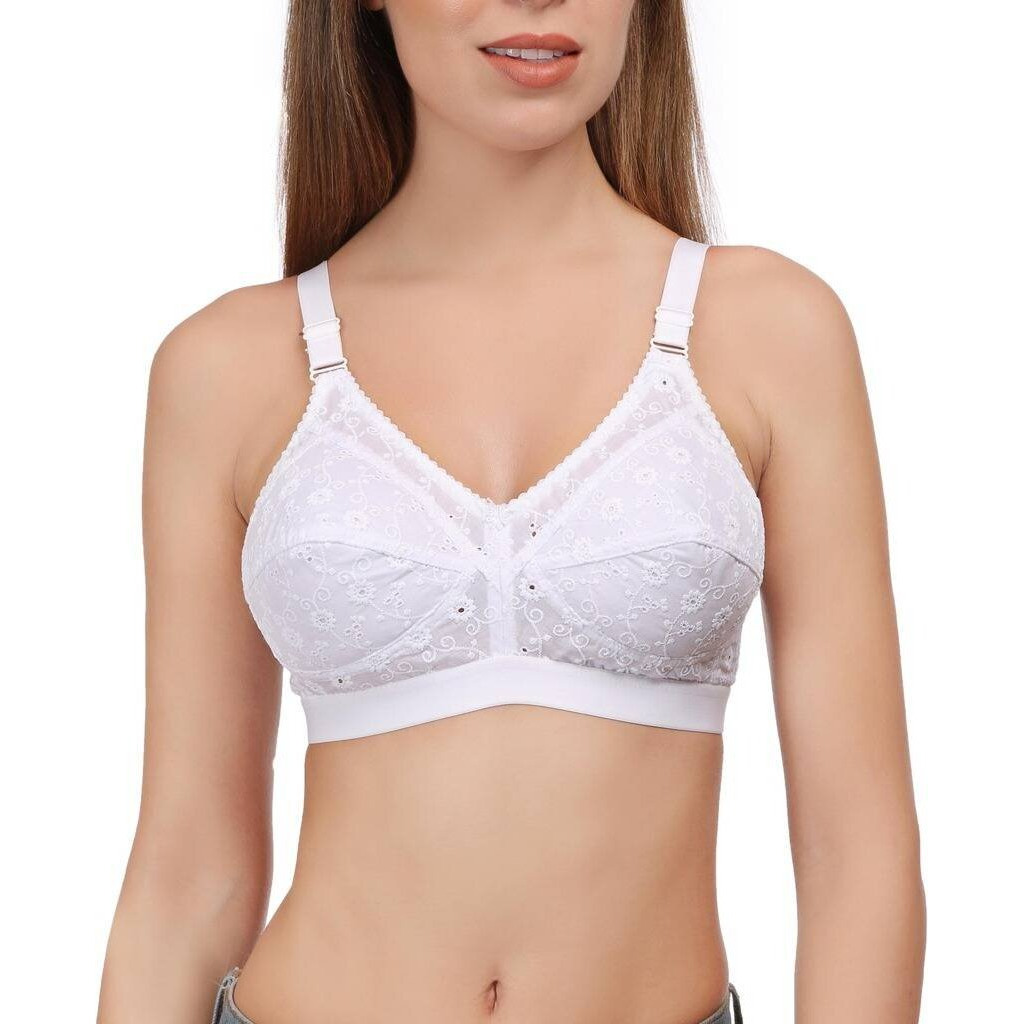 Eves Beauty Womens Soft Cup Non Padded Non Wired Bra (Softy_D_White_32_001)