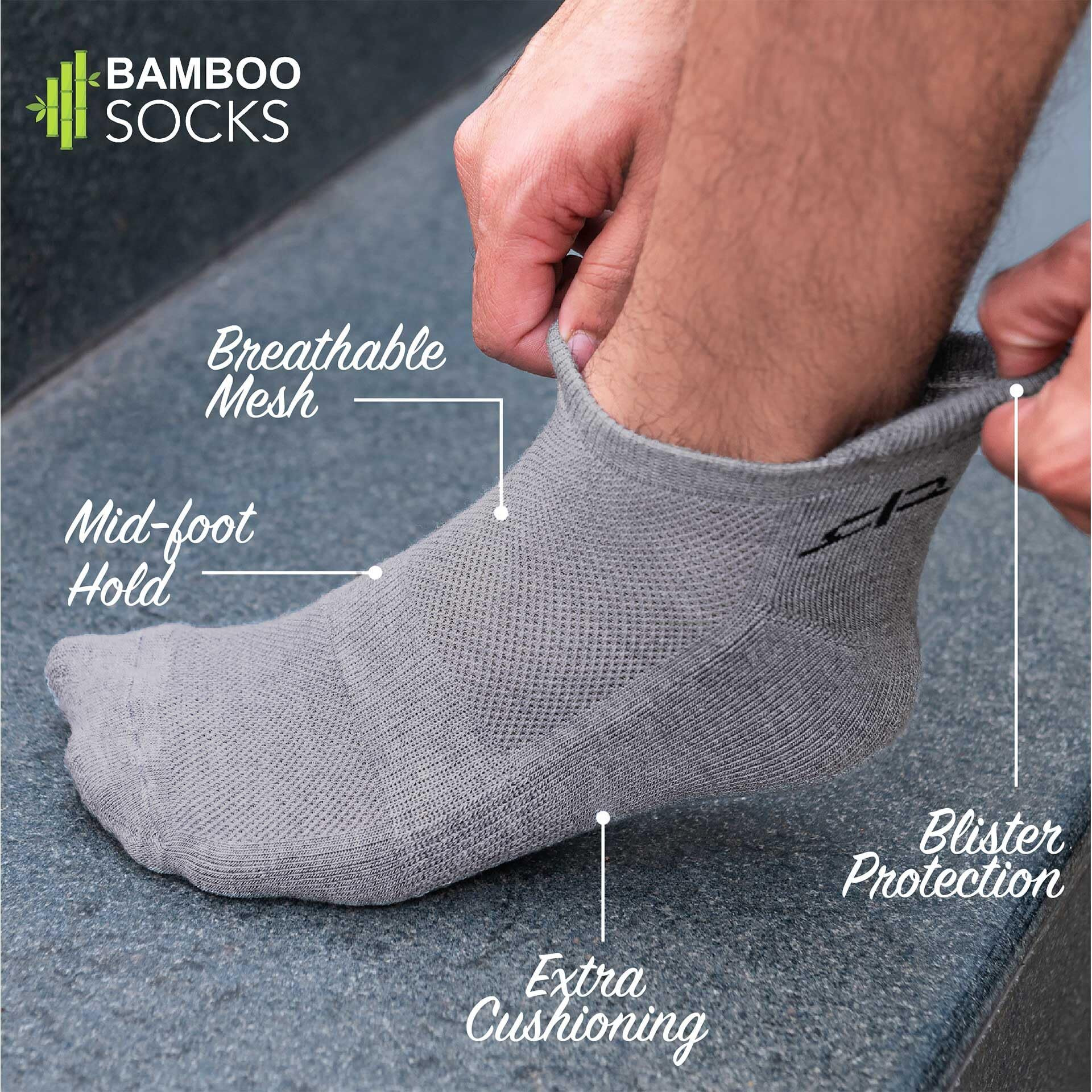 HEELIUM Bamboo Socks for Men Ankle Length Anti-Odour & Breathable Padded Base & Anti-bacterial Softer than Cotton Made in India