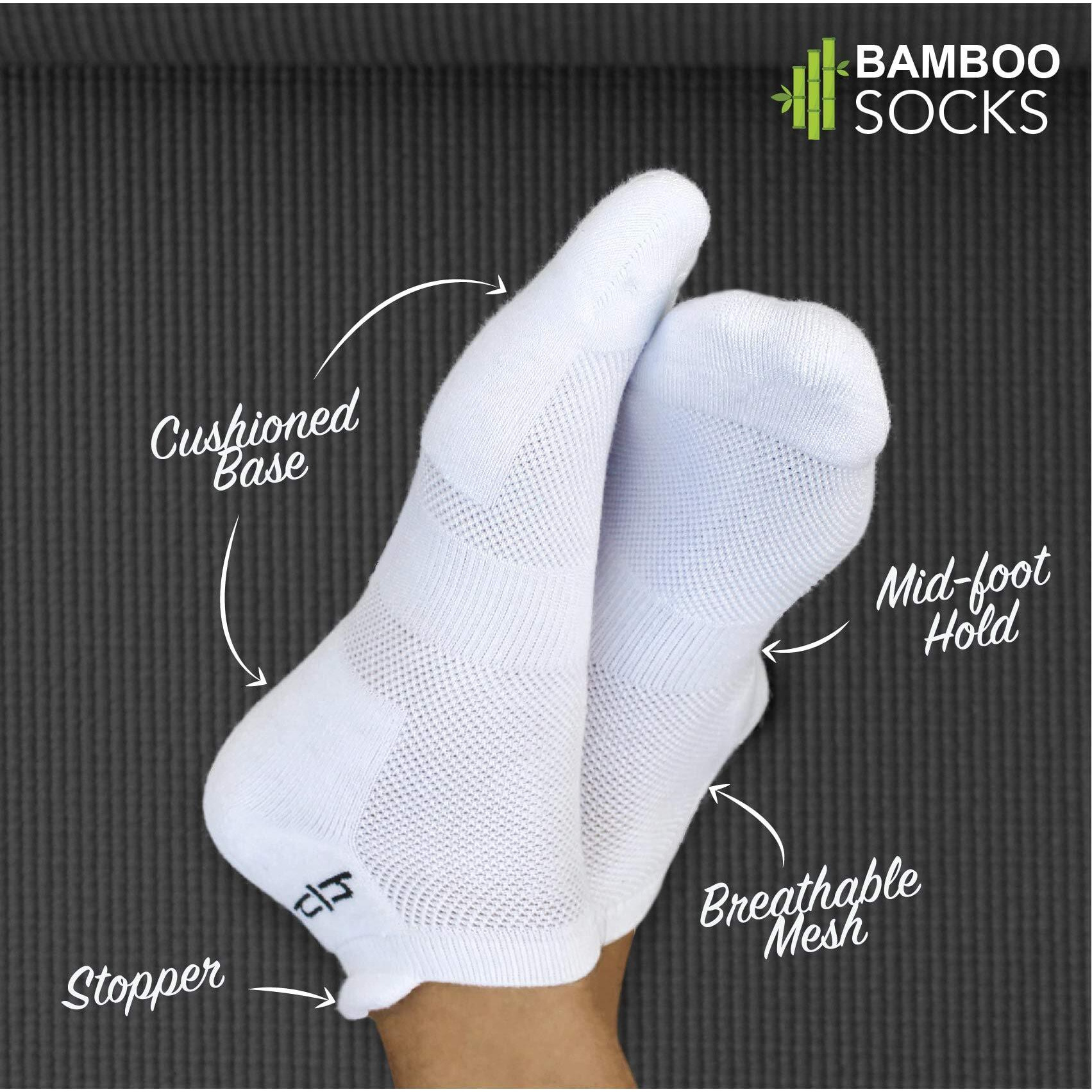 HEELIUM Bamboo Socks For Men Ankle Length Anti-Odour & Breathable Padded Base & Anti-Bacterial Softer Than Cotton Made In India White