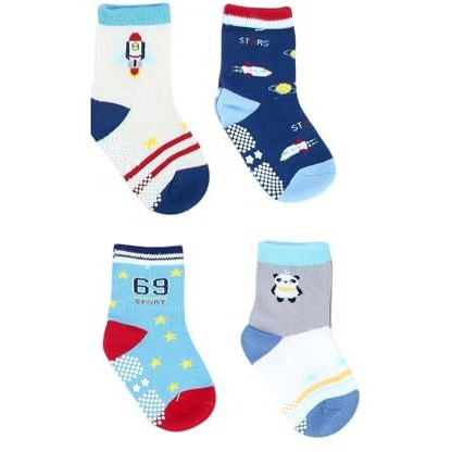 NEOBABY Cotton Dotted Grip Regular Socks For Kids Boys & Girls (Assorted/Random Designs) Multicolour
