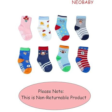 NEOBABY Cotton Dotted Grip Regular Socks For Kids Boys & Girls (Assorted/Random Designs) Multicolour