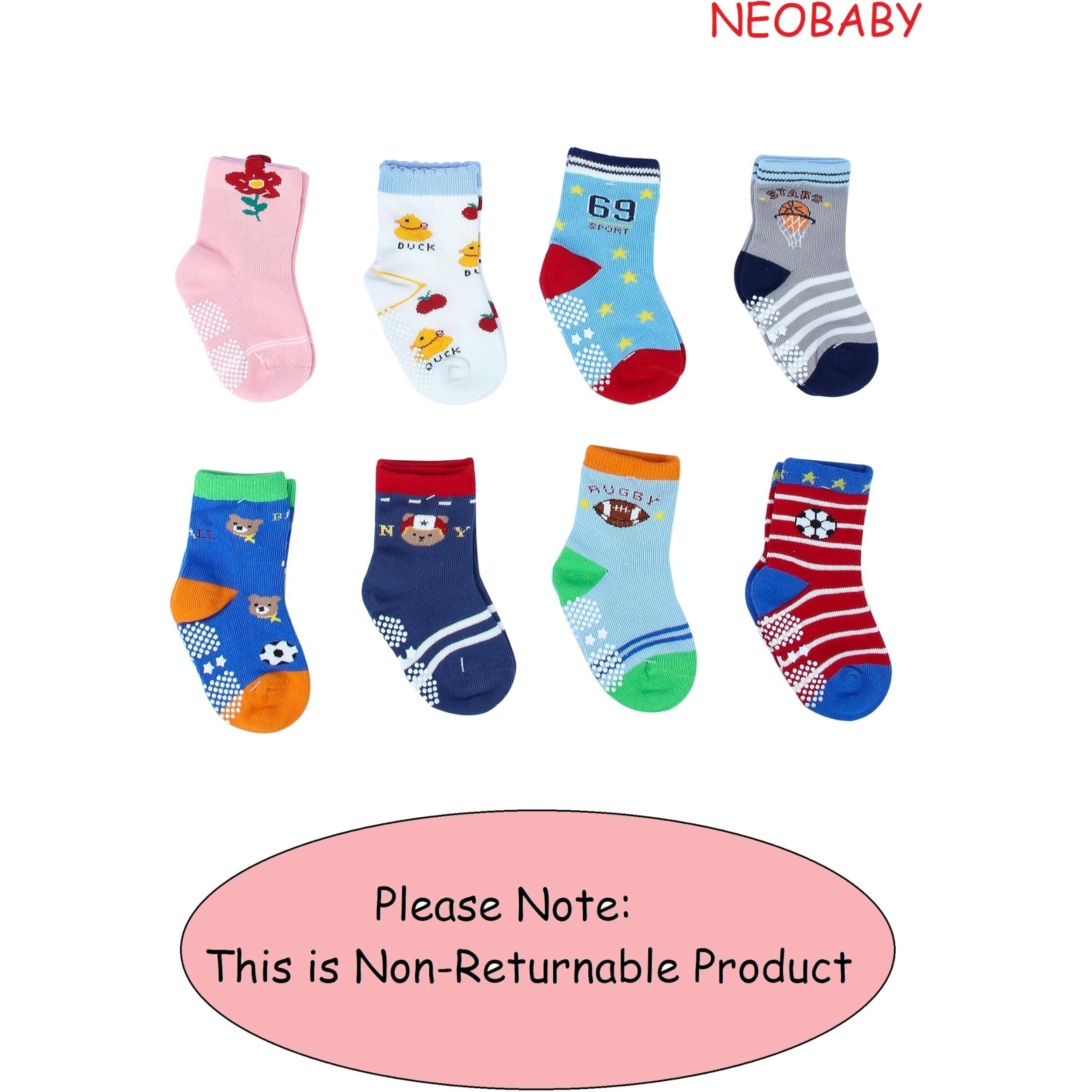 NEOBABY Cotton Dotted Grip Regular Socks For Kids Boys & Girls (Assorted/Random Designs) Multicolour