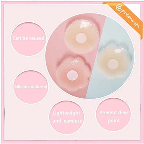 Enclave Nipple Covers Reusable Comfortable & Natural Invisible Adhesive Silicone Pasties for Women Round (Pink). (3 Pair + Storage CASE)