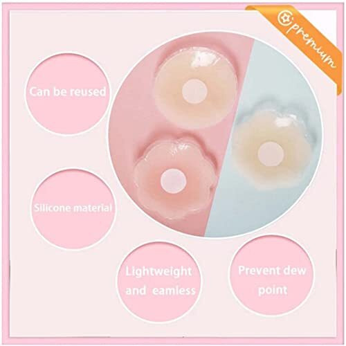 Enclave Nipple Covers Reusable Comfortable & Natural Invisible Adhesive Silicone Pasties for Women Round (Pink). (1 Pair + Storage CASE)
