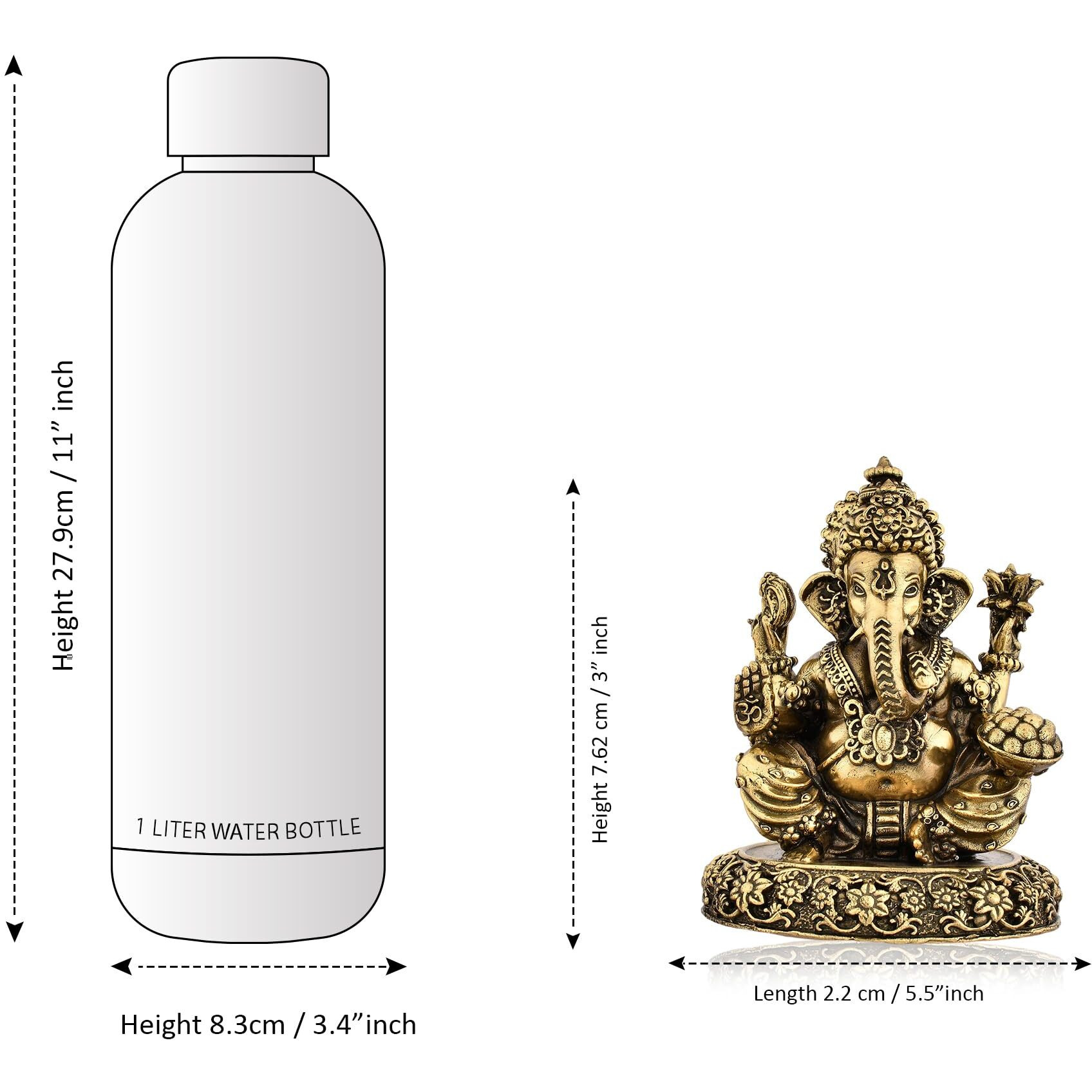 CraftVatika Ganesha Brass Idol Sitting on Base - Brass Ganpati Sitting Idol Brass Ganesha Murti Statue Pooja Home Dcor Gift (3 Inch Height)