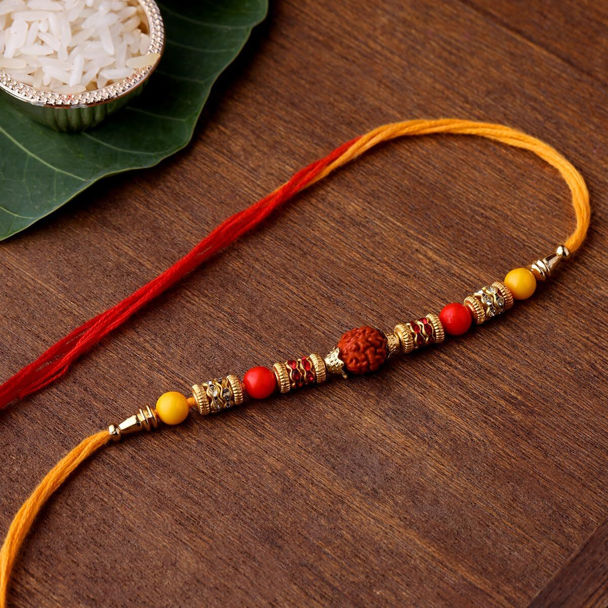 VOYLLA Spiritual Rudraksha Rakhi With Roli Chawal Pack|Rakhi For Brother|
