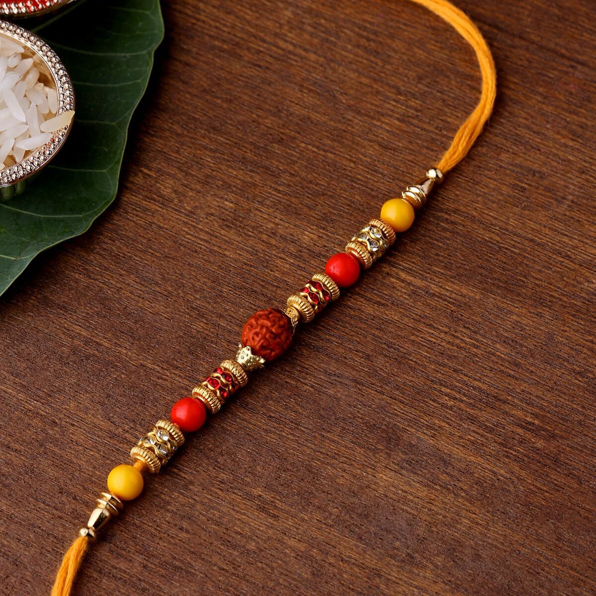 VOYLLA Spiritual Rudraksha Rakhi With Roli Chawal Pack|Rakhi For Brother|