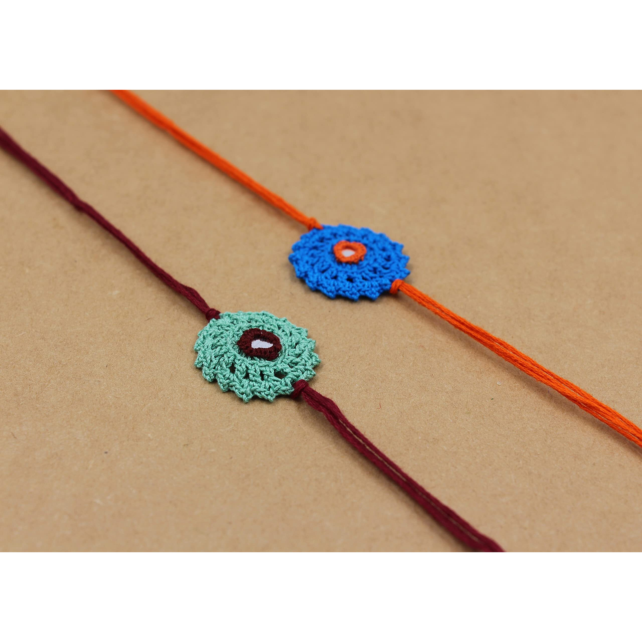 Prapti Handicrafts handmade crochet rakhi for brothers/Reusable rakhi (Pack of 2) For Unisex Adult