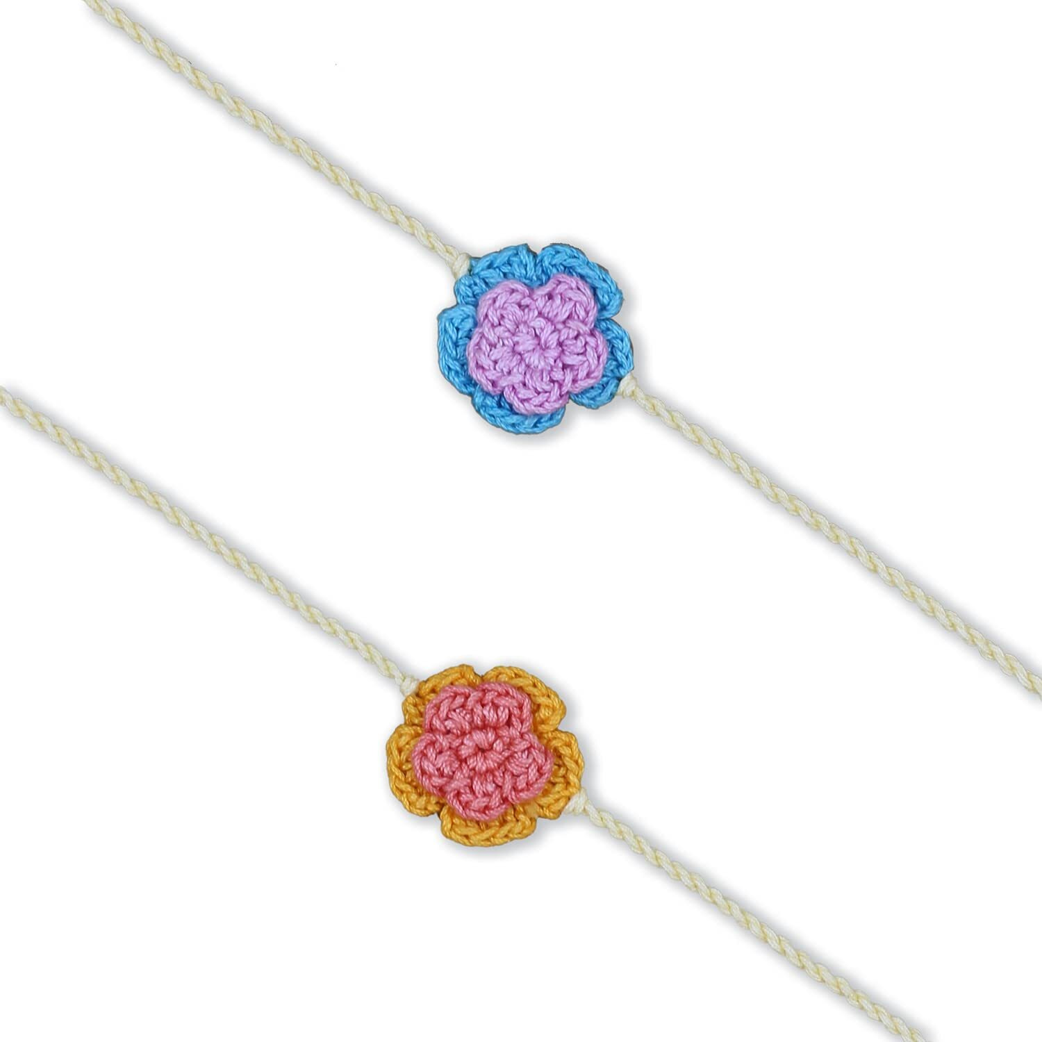 Prapti Handicrafts handmade crochet rakhi for brothers/kids rakhi Pack of 2 With Roli Chawal
