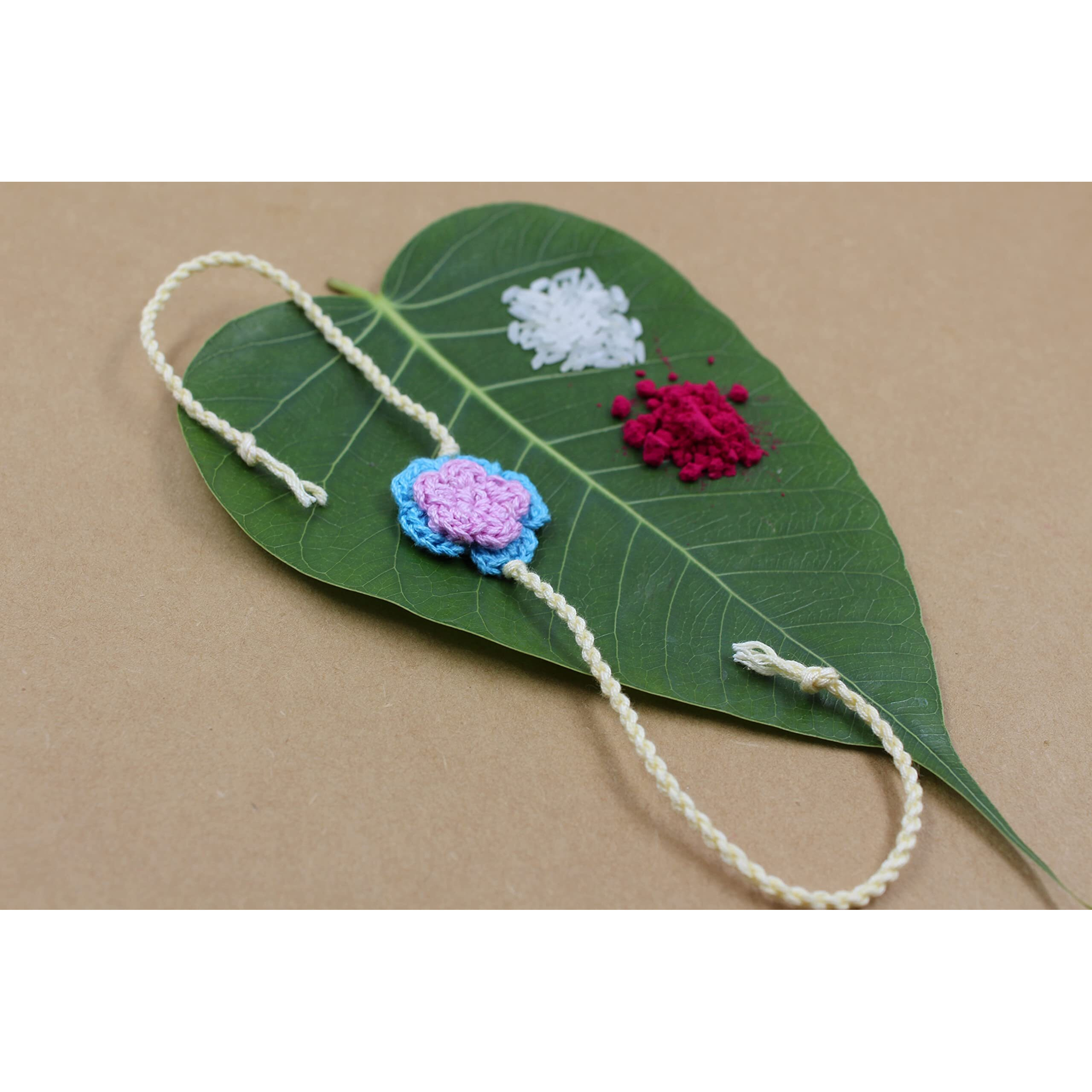 Prapti Handicrafts handmade crochet rakhi for brothers/kids rakhi Pack of 2 With Roli Chawal
