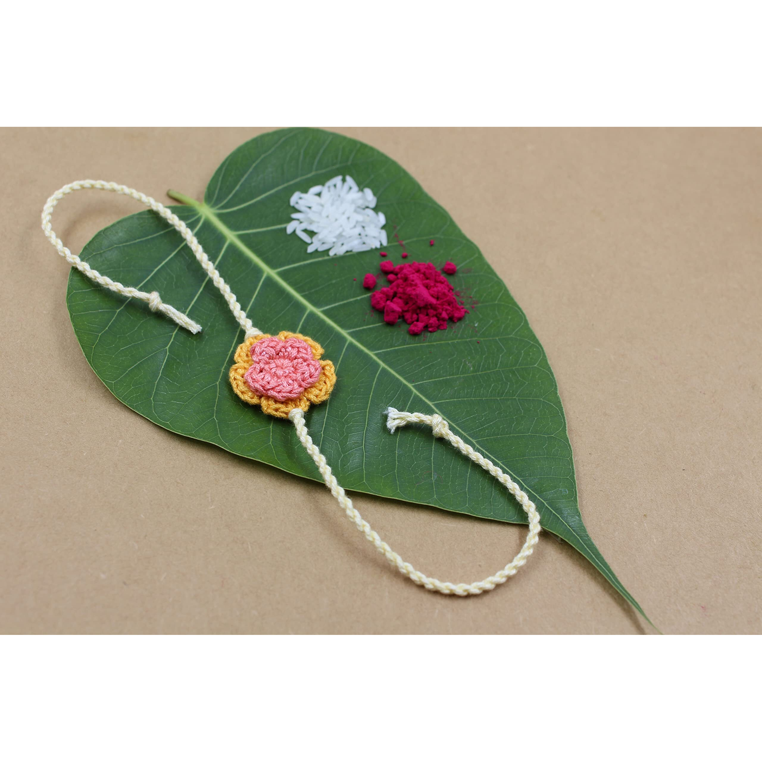 Prapti Handicrafts handmade crochet rakhi for brothers/kids rakhi Pack of 2 With Roli Chawal