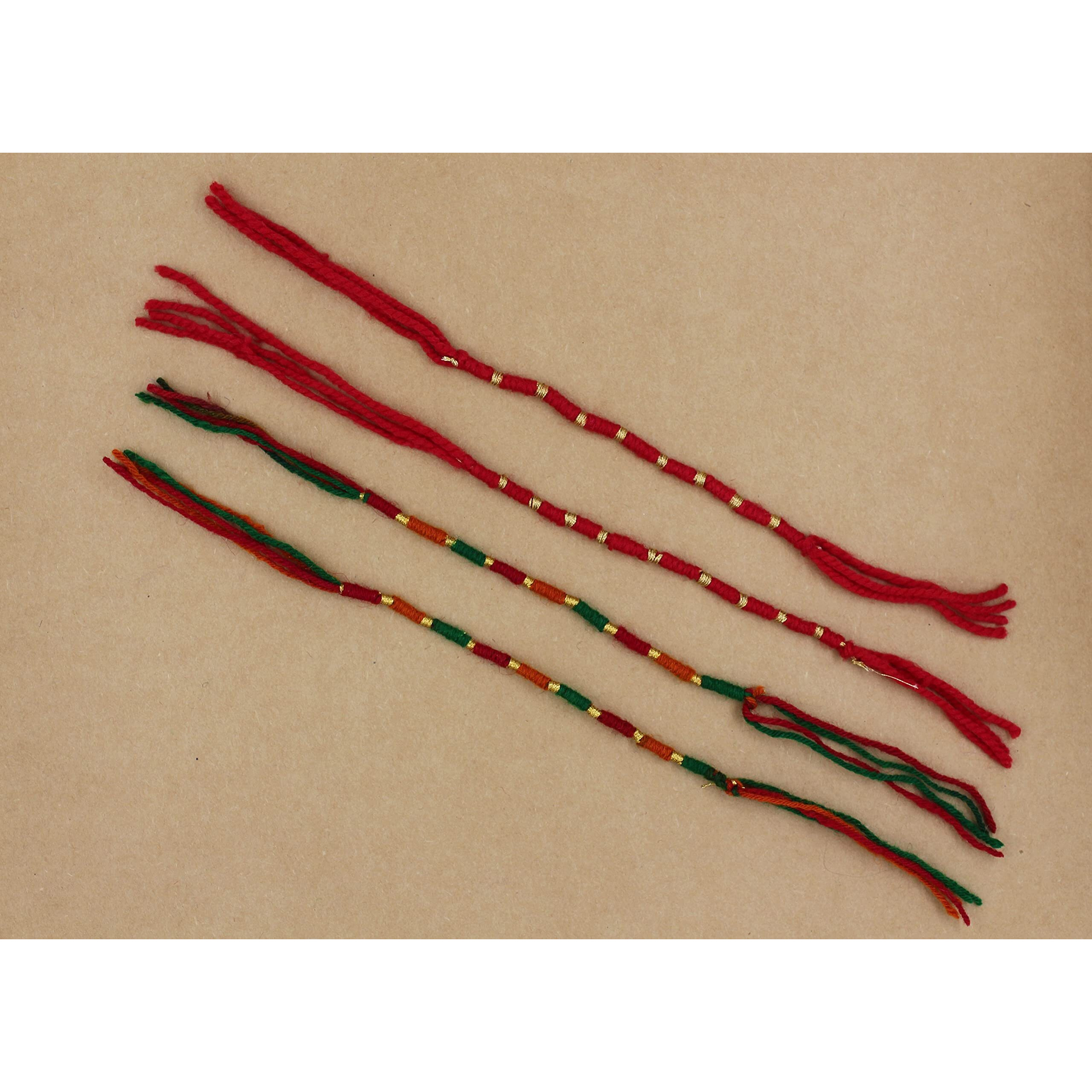 Prapti Handicrafts Handmade Gunthan Rakhi For Brother/Sister For Mens (Pack Of 4)