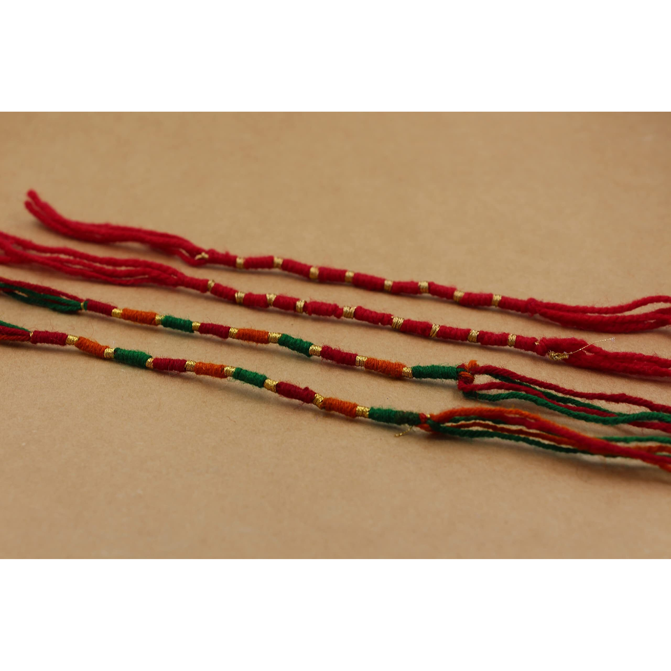 Prapti Handicrafts Handmade Gunthan Rakhi For Brother/Sister For Mens (Pack Of 4)