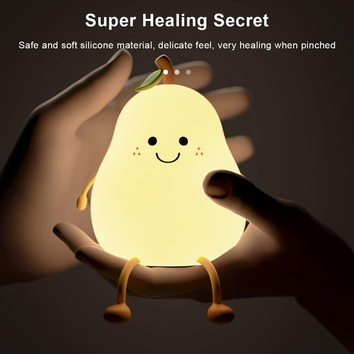 NYRWANA Night Lamp for Bedroom, Cute Lamp, Night Lamp for Kids, Silicone Lamp, Cute Night Lamp, Birthday Gifts, Lamp for Kids, Light Lamp, Rakhi for Brother, Rechargeable, Pear Lamp (Warm white)