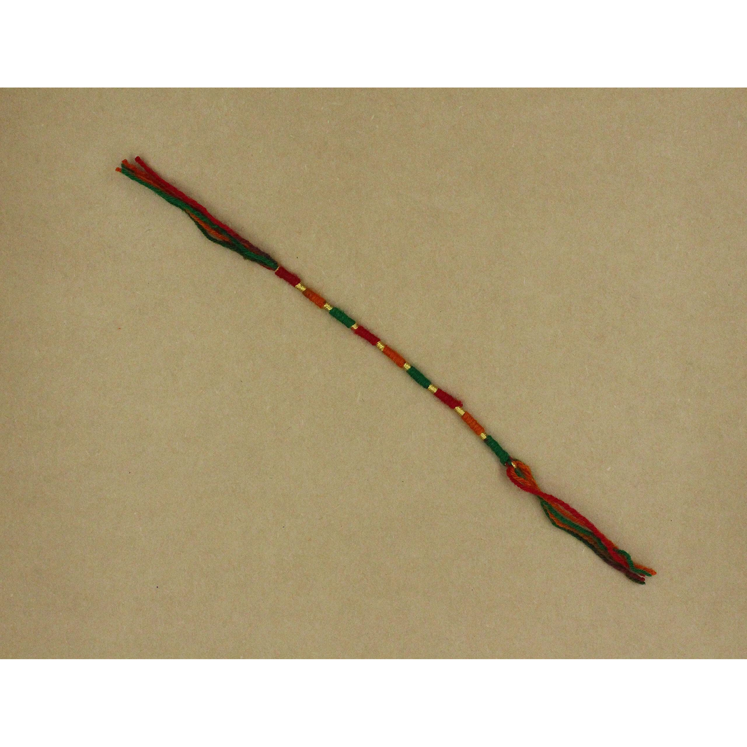 Prapti Handicrafts Handmade Gunthan Rakhi for Brother (red multi moli rakhi)