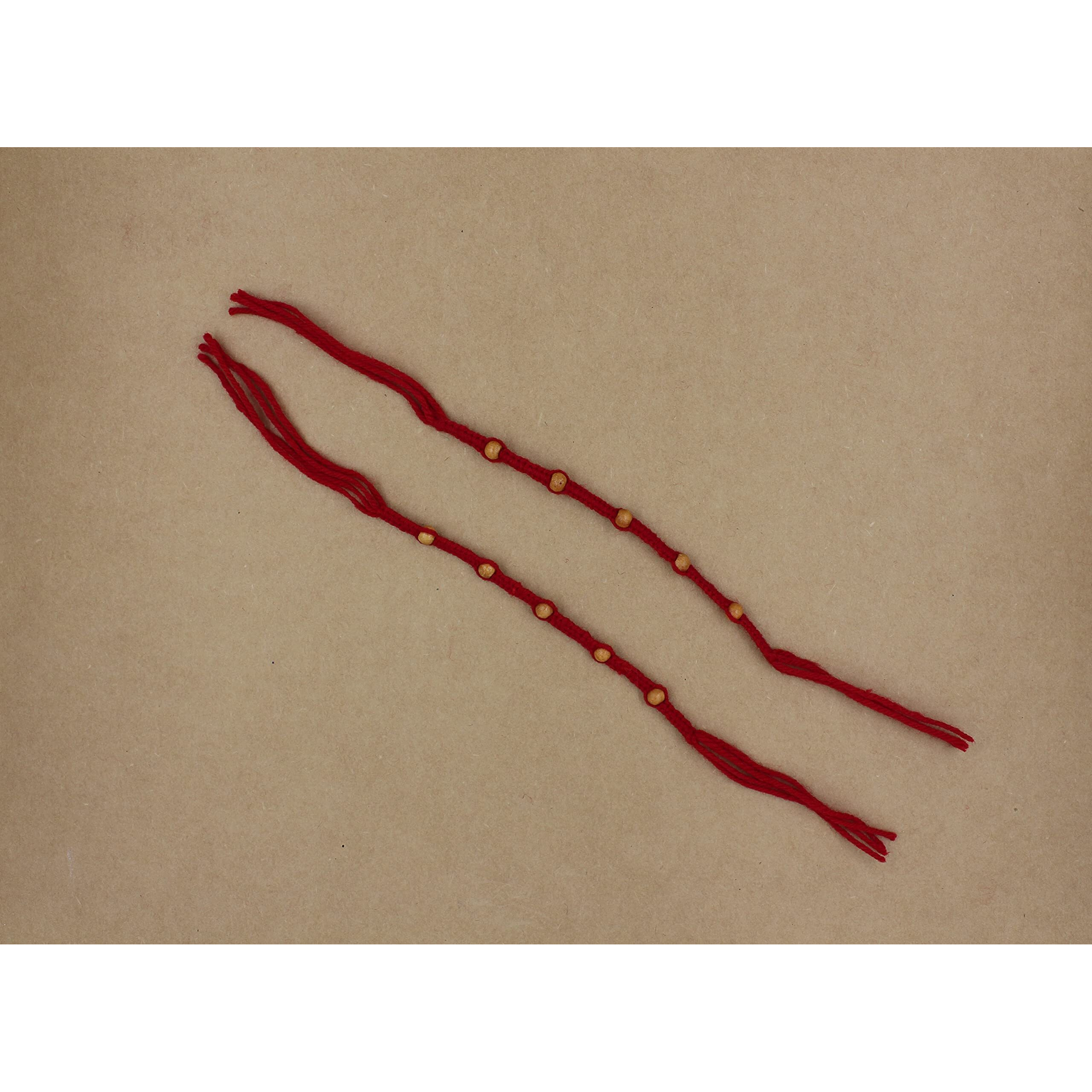 Prapti Handicrafts Handmade Gunthan Rakhi for Brother (red mauli 2)
